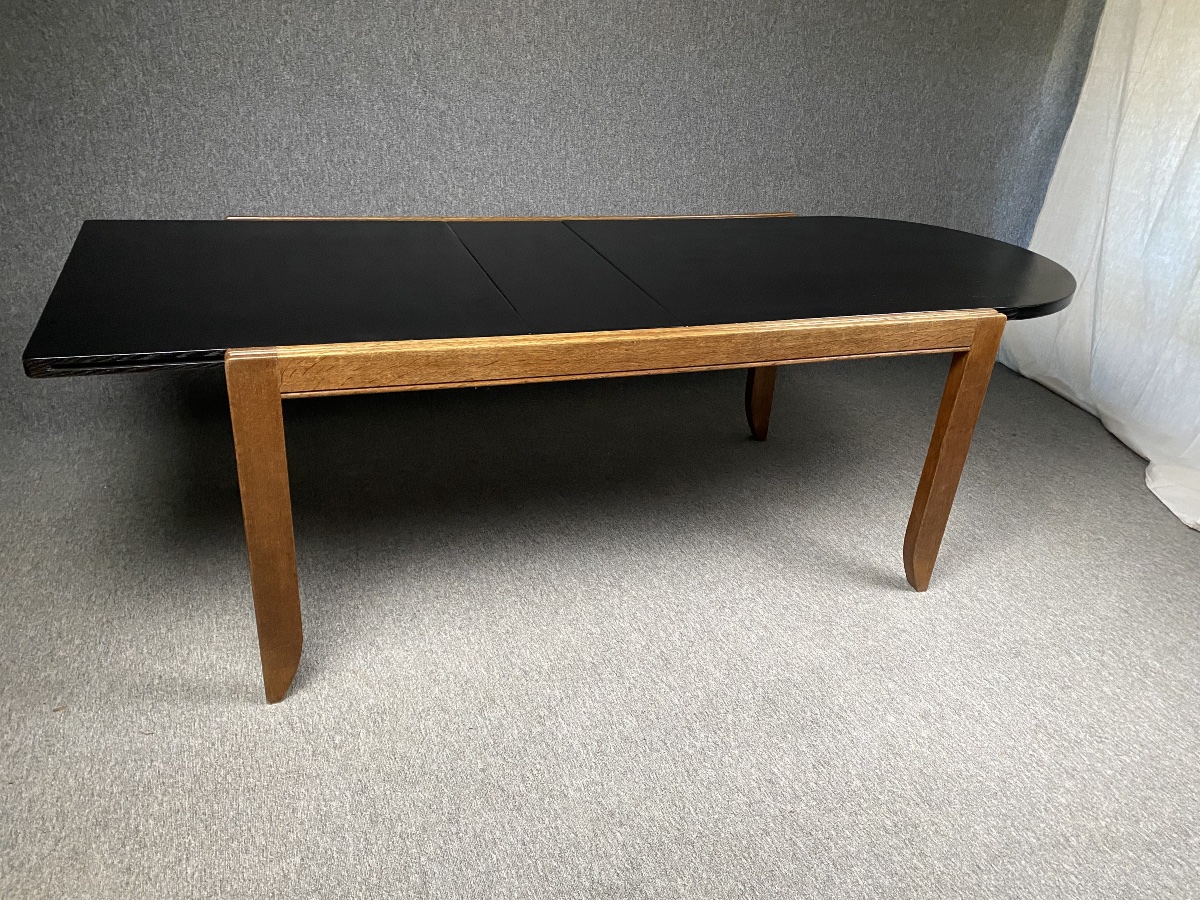 Guillerme et Chambron table en chêne moderniste modèle Calvados 1950 -photo-3