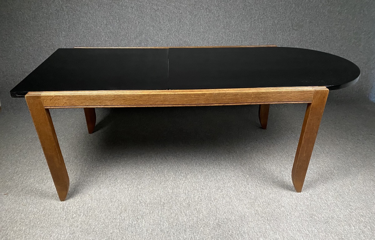 Guillerme et Chambron table en chêne moderniste modèle Calvados 1950 -photo-3