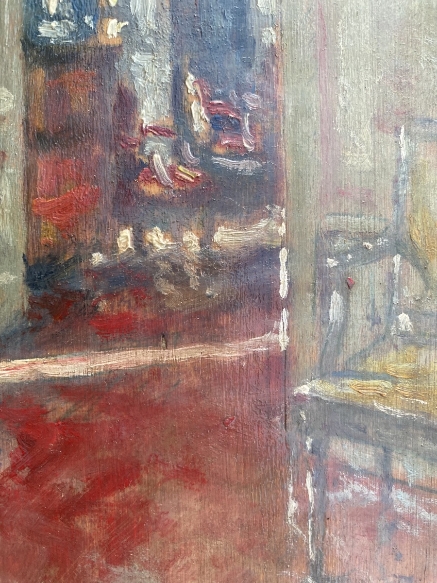 Paul URTIN (1874-1962)  Scène d’Intérieur de salon  Huile sur panneau-photo-4