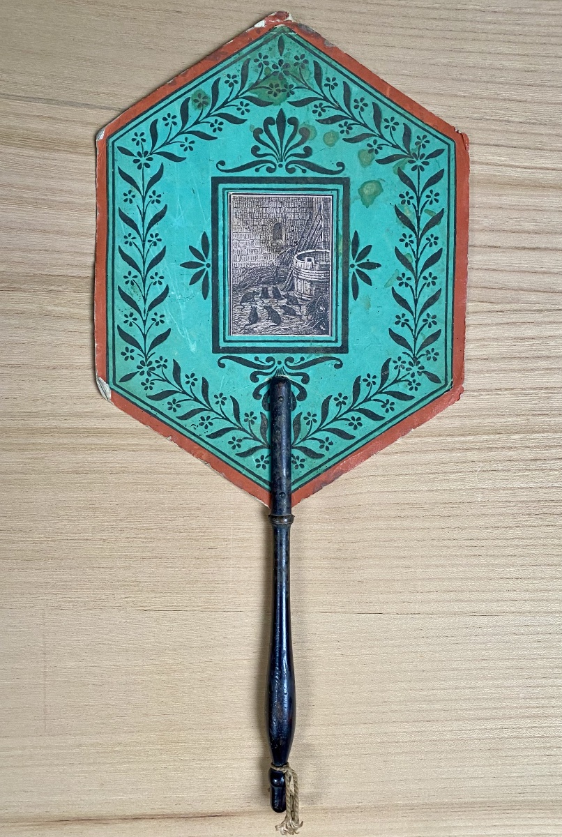 Pair Of Double-sided Handheld Screens Made Of Cardboard And Turned Wood; Empire And Restoration Periods, 19th Century -photo-2