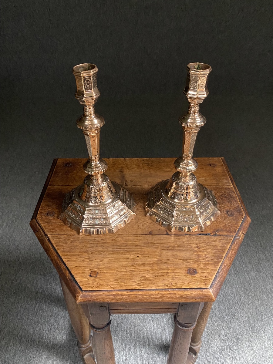 Pair Of 19th-century Louis XIV-style Bronze Candlesticks-photo-6