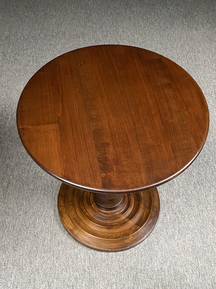 1940s-1950s Brutalist Solid Wood Side Table  Gueridon Charles Dudouyt Style, Modernist Period-photo-4