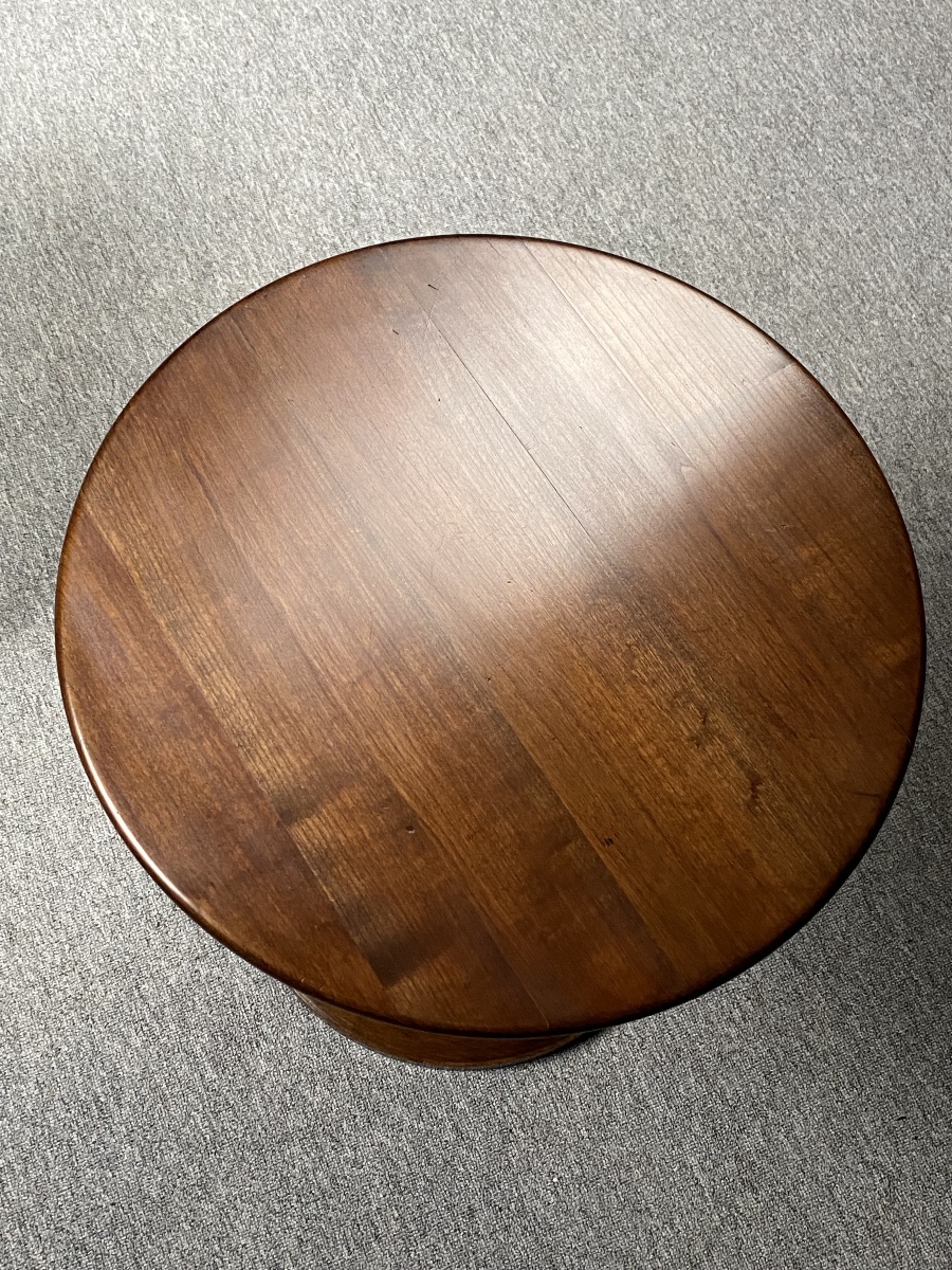 1940s-1950s Brutalist Solid Wood Side Table  Gueridon Charles Dudouyt Style, Modernist Period-photo-1
