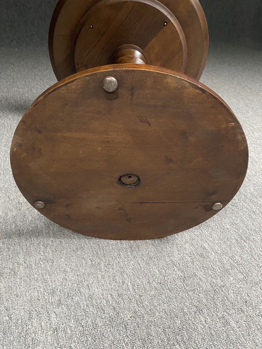 1940s-1950s Brutalist Solid Wood Side Table  Gueridon Charles Dudouyt Style, Modernist Period-photo-2