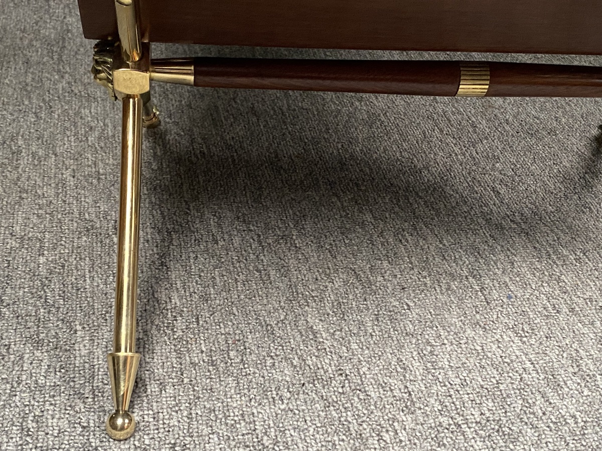 Mahogany And Solid Brass Magazine Rack By Raphaël Raffel, Circa 1950 -photo-1