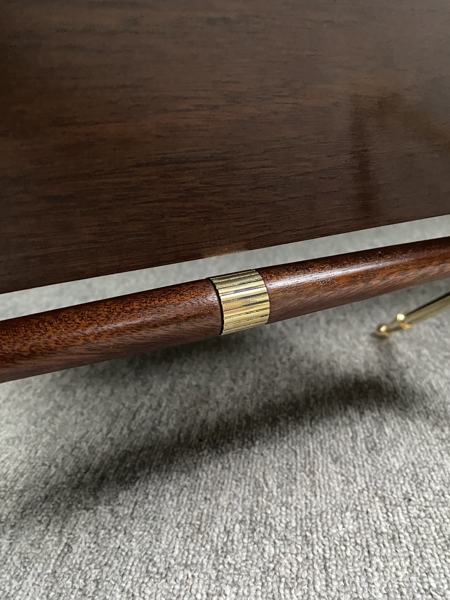 Mahogany And Solid Brass Magazine Rack By Raphaël Raffel, Circa 1950 -photo-3