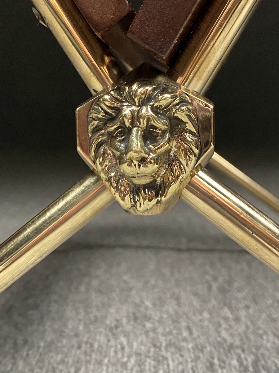 Mahogany And Solid Brass Magazine Rack By Raphaël Raffel, Circa 1950 -photo-8