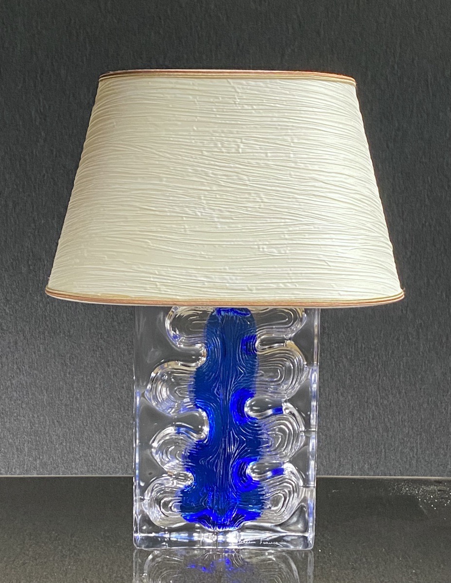 Cristallerie Daum lampe bleu et transparent circa 1970