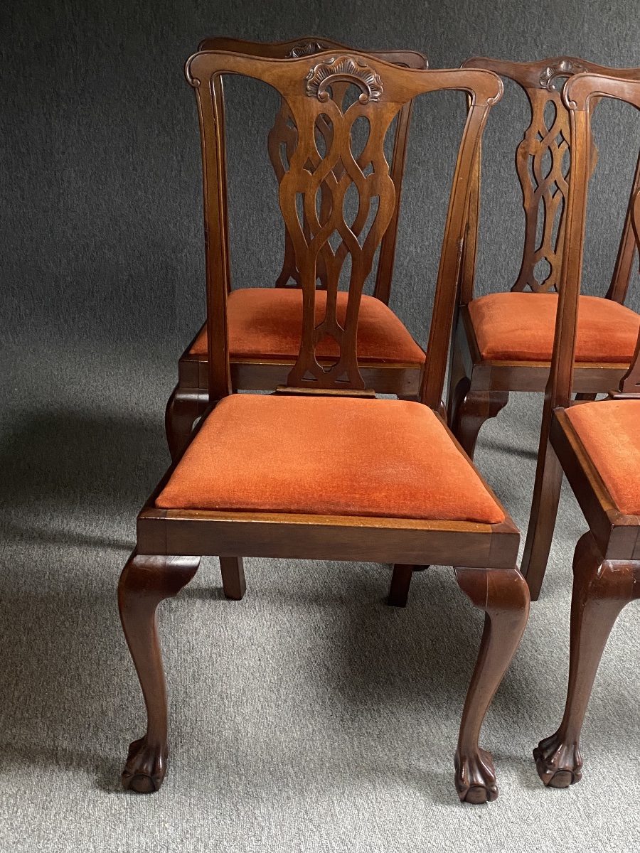 Suite de six chaises en acajou Anglaises Fin de l'époque Victorienne, circa 1890 1900-photo-3