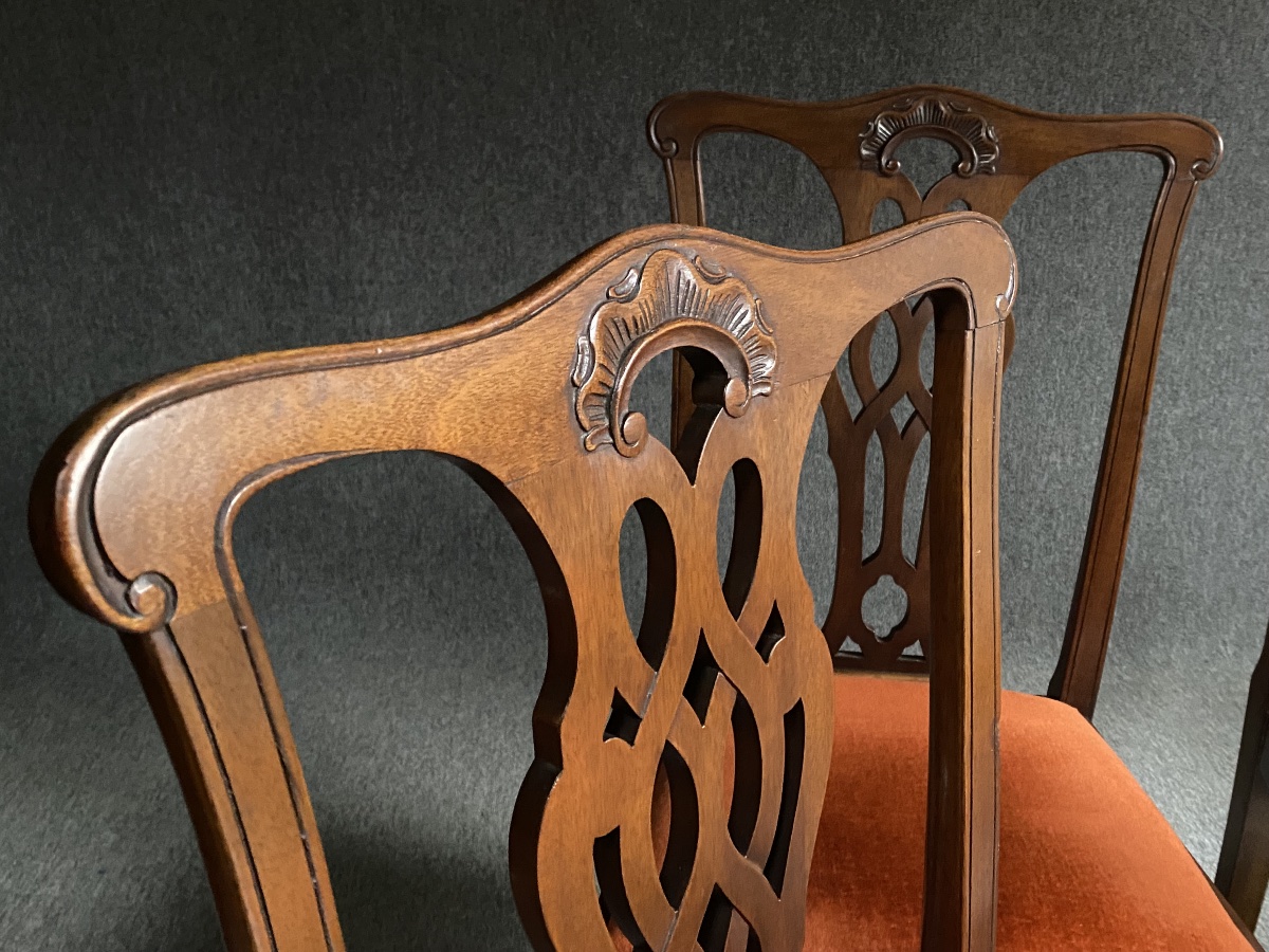 Suite de six chaises en acajou Anglaises Fin de l'époque Victorienne, circa 1890 1900-photo-4