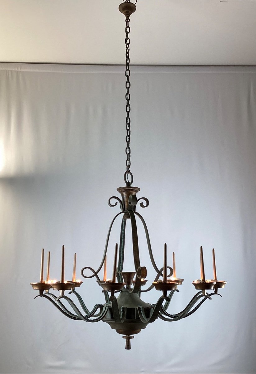 Raymond Subes Rare Et Important Lustre Art Deco &agrave; 12 Bras De Lumi&egrave;re-photo-2