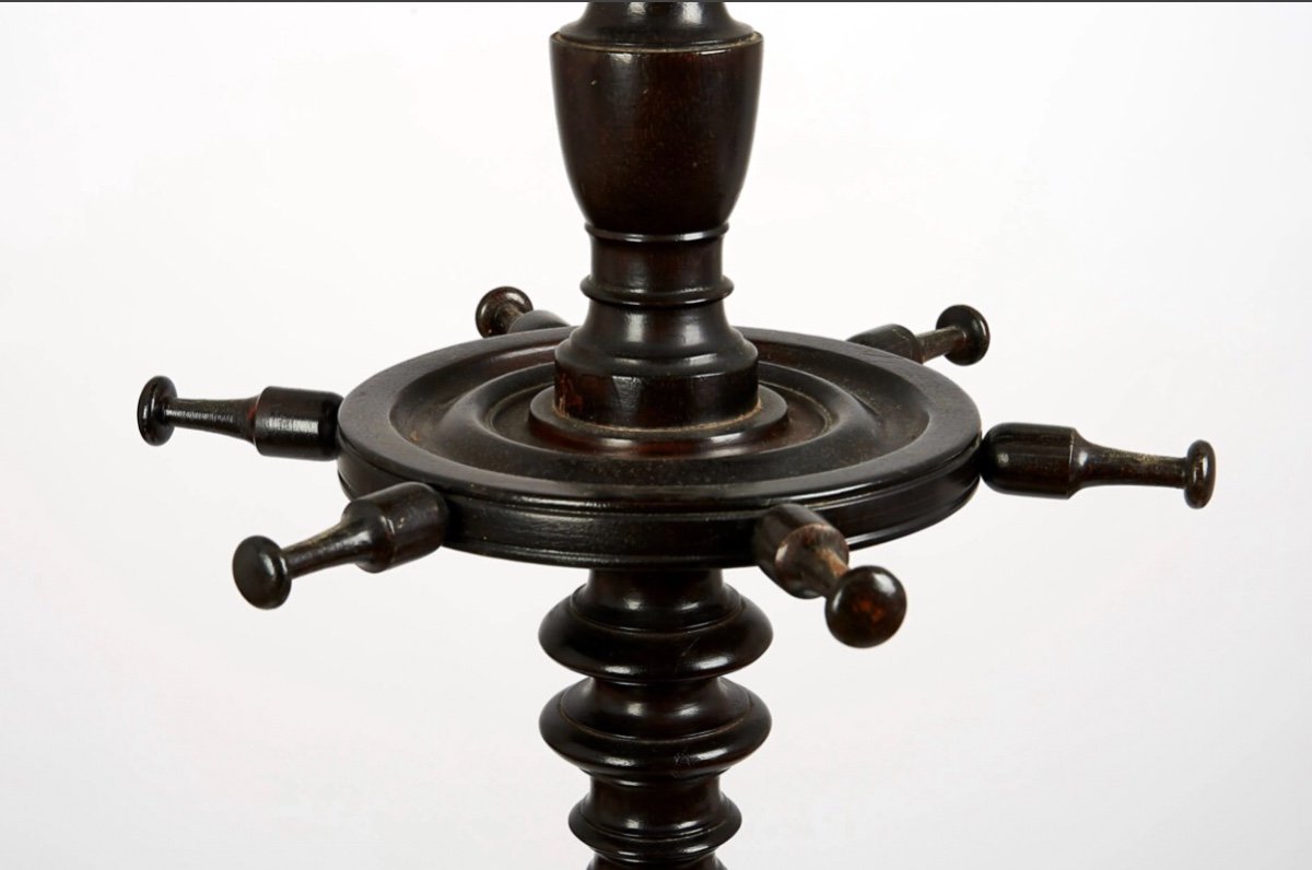 Large Irish Coat Rack 19th In Turned Wood-photo-4
