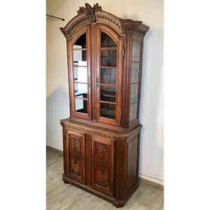 Bibliothèque Vitrine De Parquet Louis XVI 18eme En Bois Naturel 