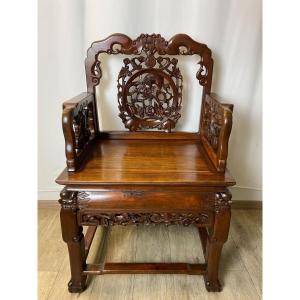 Office Armchair 19th Far Eastern Ceremonial Seat In Ironwood 