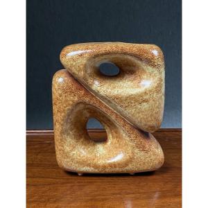 Sculptural Ceramic Vase By Roberto Rigon, Produced By Bertoncello, Italy, Circa 1970