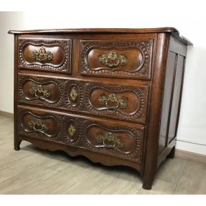 Vendée Commode Dite Corsair Louis XIV From The Period In Carved Solid Oak