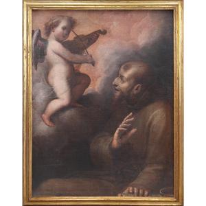 Guglielmo Caccia Said The Moncalvo (1568 -1625)  Saint Francis Of Assisi Comforted By An Angel