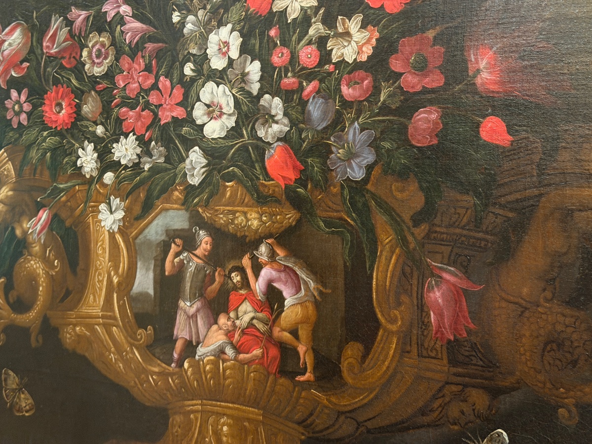 Still Life With Flowers – Attributed To The Master Of The Grotesque Vases – 17th Century-photo-3