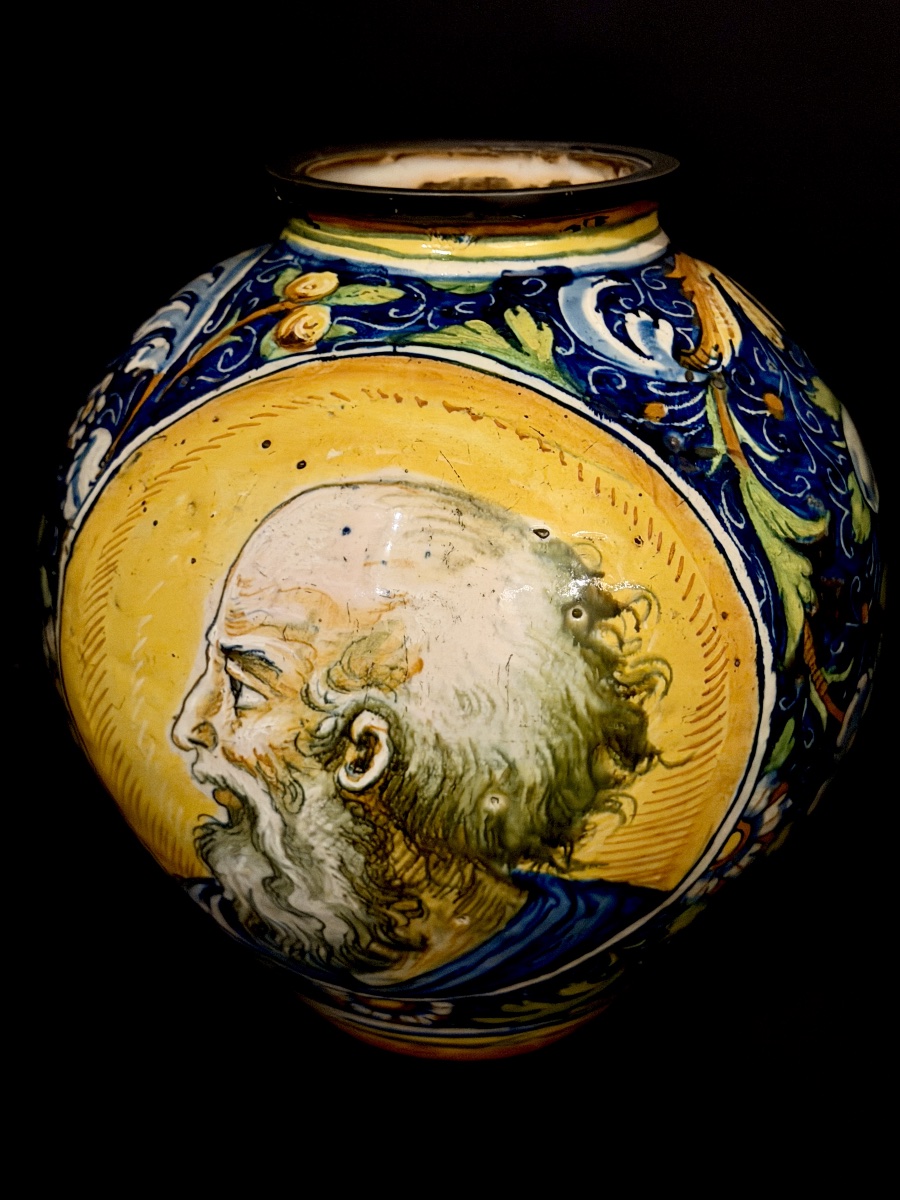 Large Polychrome Majolica Apothecary Jar With Renaissance-style Motifs, Italy, 16th Century