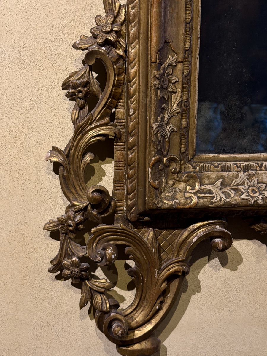Important miroir Louis XIV en bois sculpté et doré, Venise, fin du XVIIe siècle-photo-3