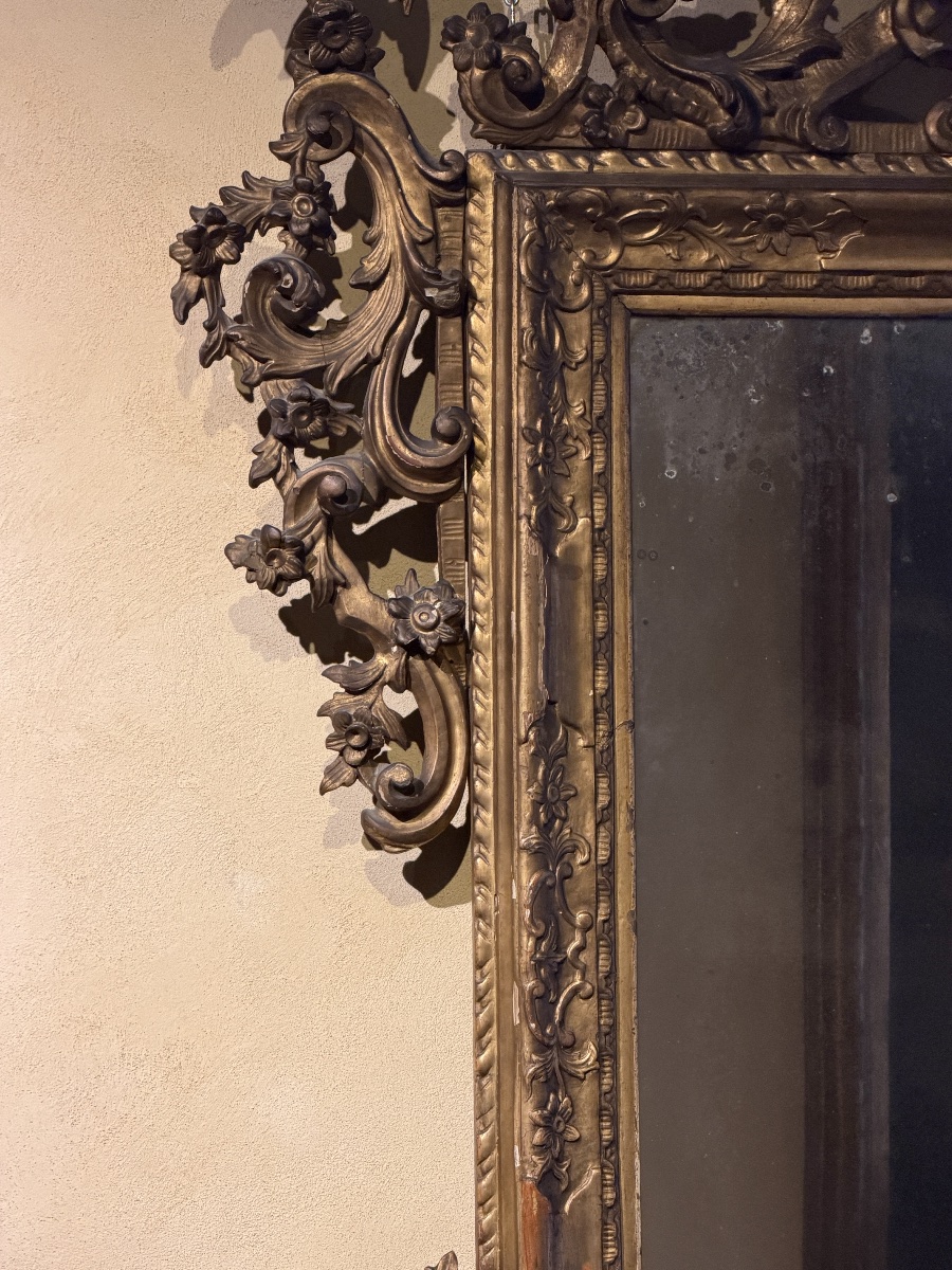 Important miroir Louis XIV en bois sculpté et doré, Venise, fin du XVIIe siècle-photo-1