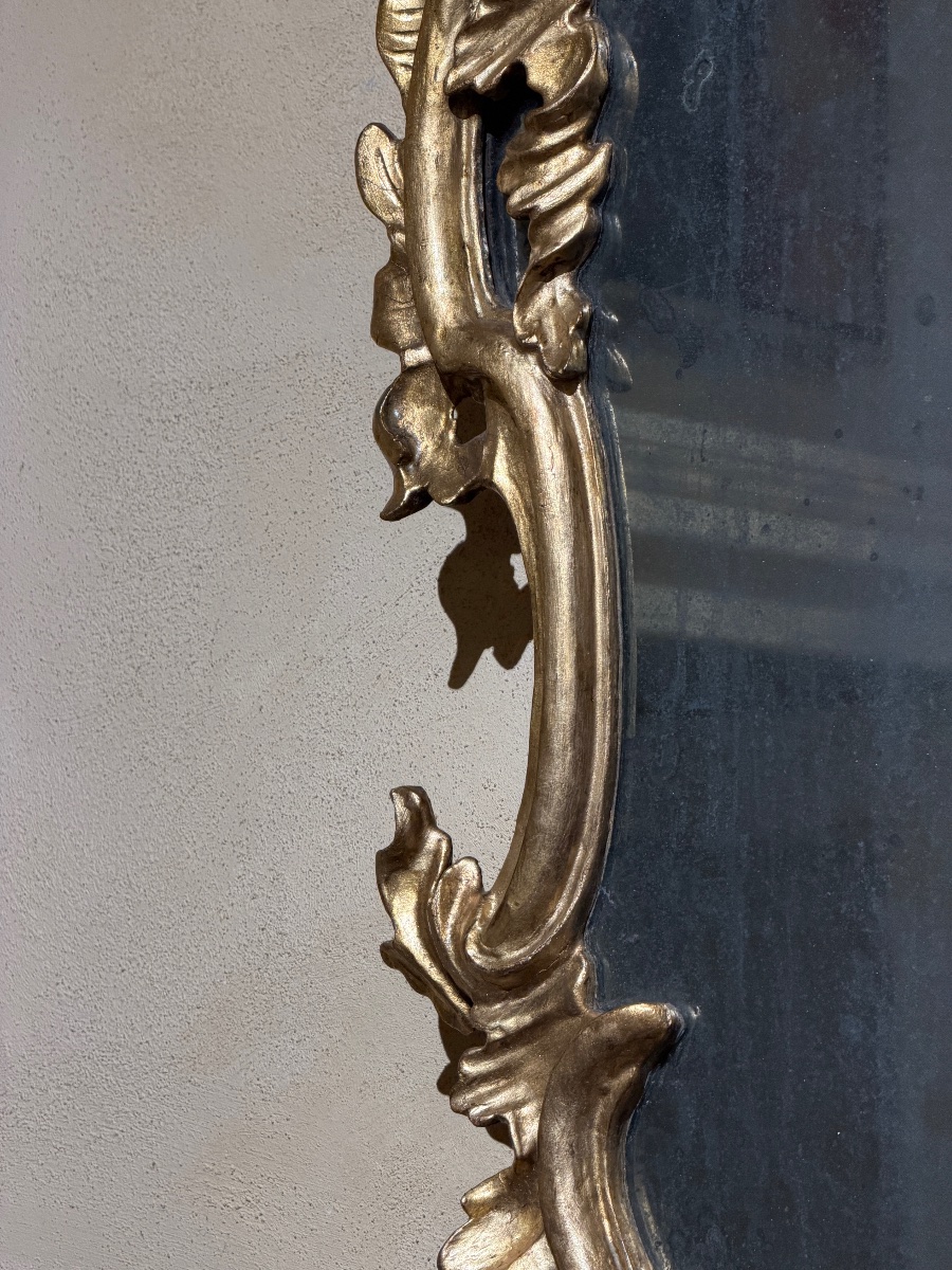 Miroir Vénitien Louis XV en Bois Sculpté et Doré – XVIIIe Siècle-photo-1