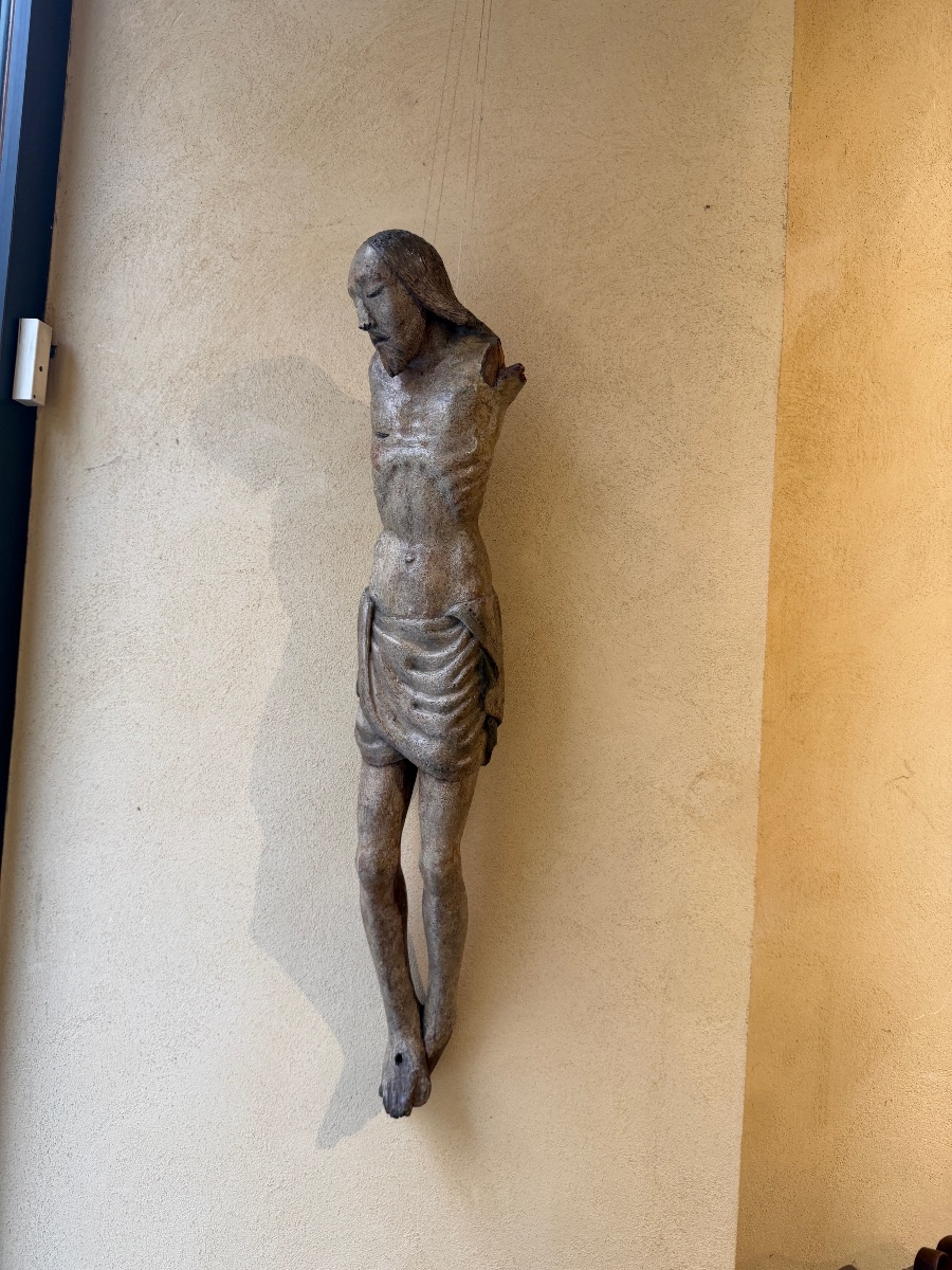 Gothic Polychrome Wooden Crucified Christ – Lombardy, 14th Century-photo-2