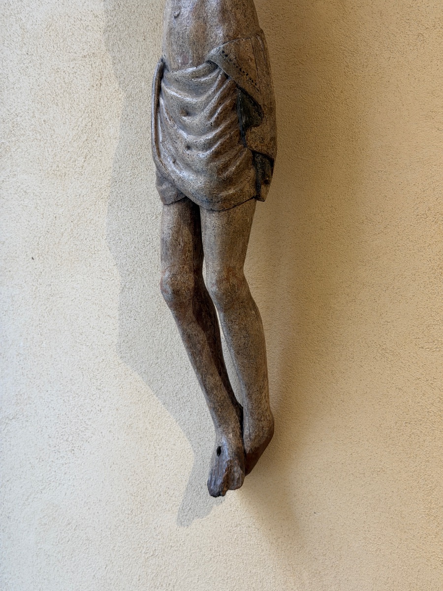 Gothic Polychrome Wooden Crucified Christ – Lombardy, 14th Century-photo-3