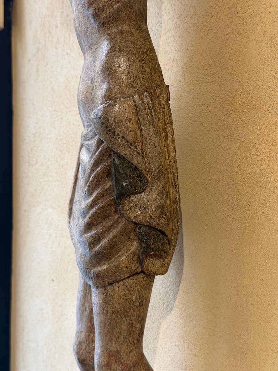 Gothic Polychrome Wooden Crucified Christ – Lombardy, 14th Century-photo-3