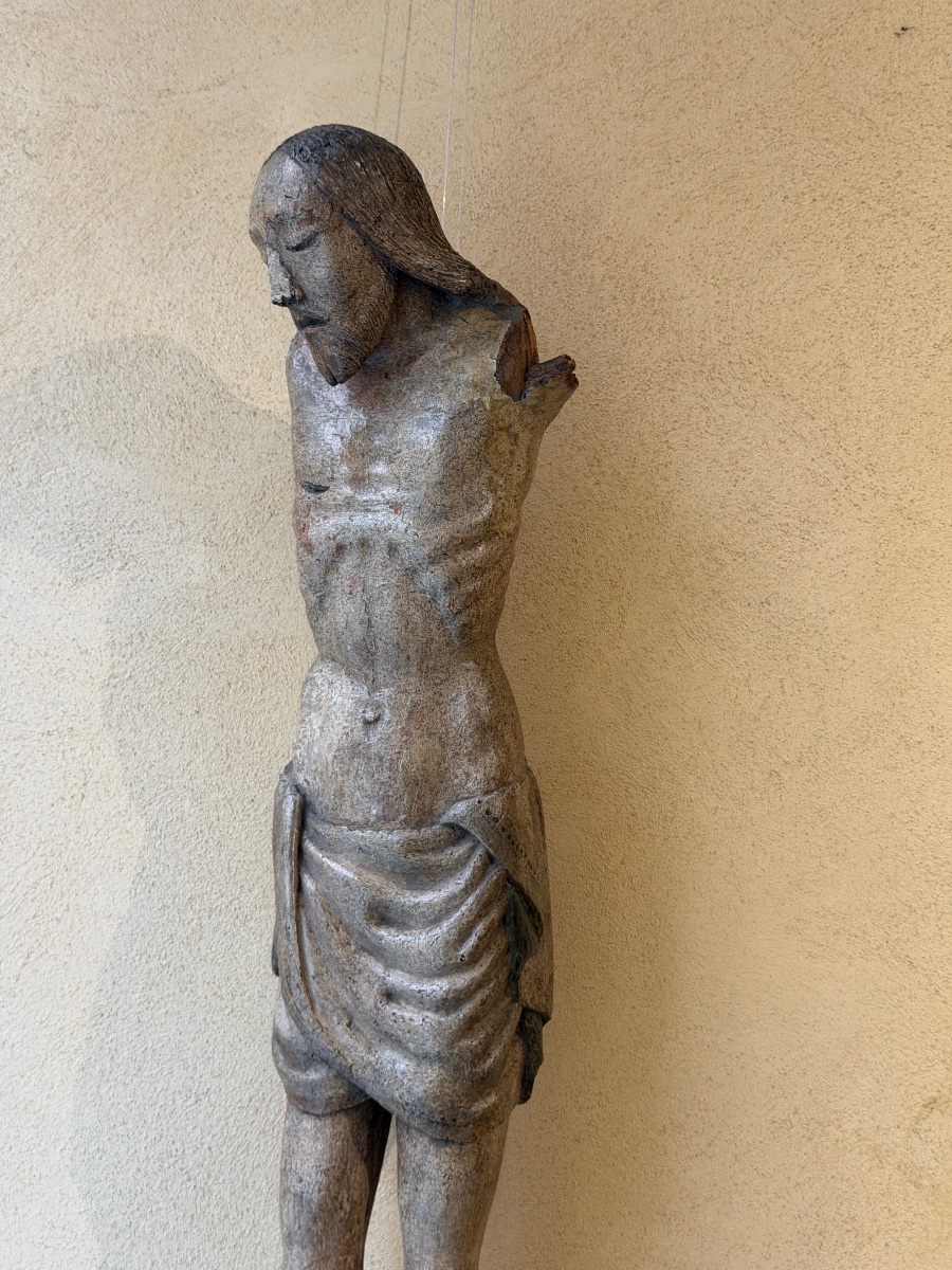 Gothic Polychrome Wooden Crucified Christ – Lombardy, 14th Century