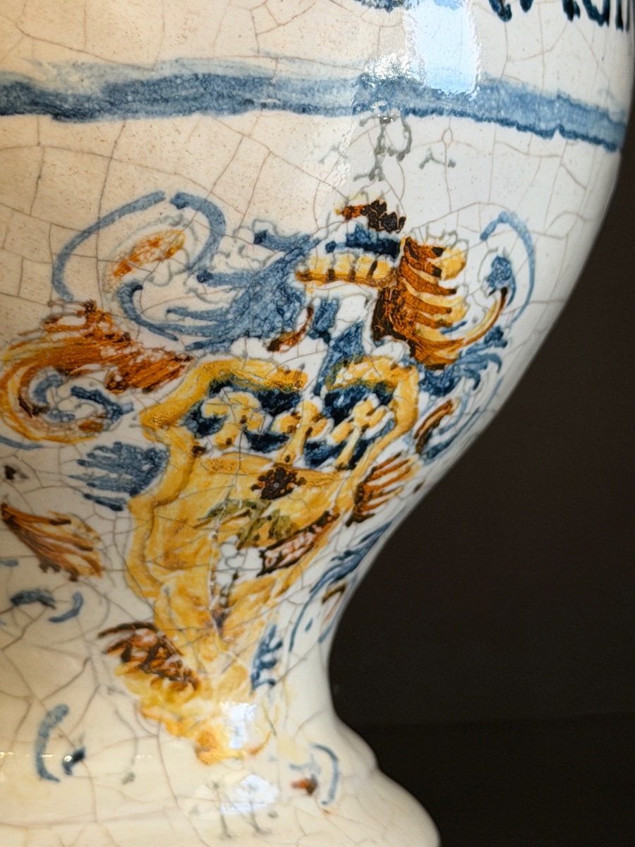 Pharmacy Jar Made Of Faenza Compendiary Majolica, Late 16th Century-photo-2