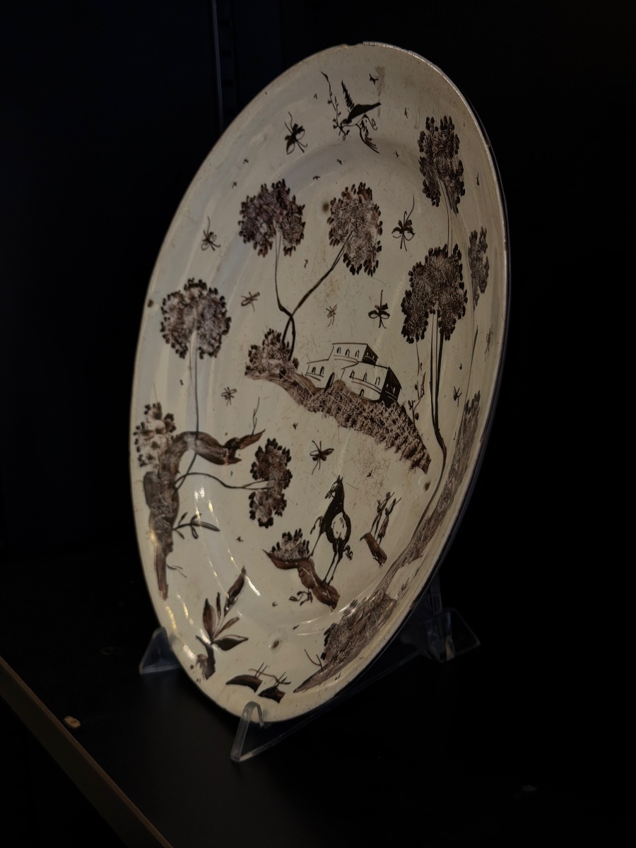 Assiette en faïence d'Albissola décorée à l'almanganèse, XVIIIe siècle-photo-3