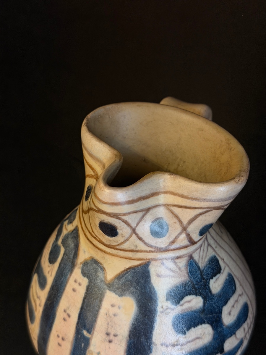 Majolica Jug With A Relief Depiction Of A Zaffera, Tuscany, 15th Century-photo-3