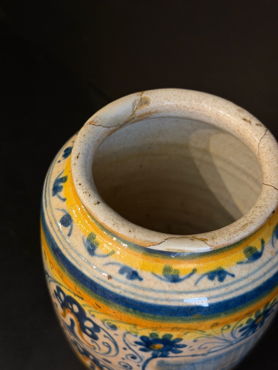 Montelupo Majolica Albarello With Renaissance Decoration, 16th Century-photo-4