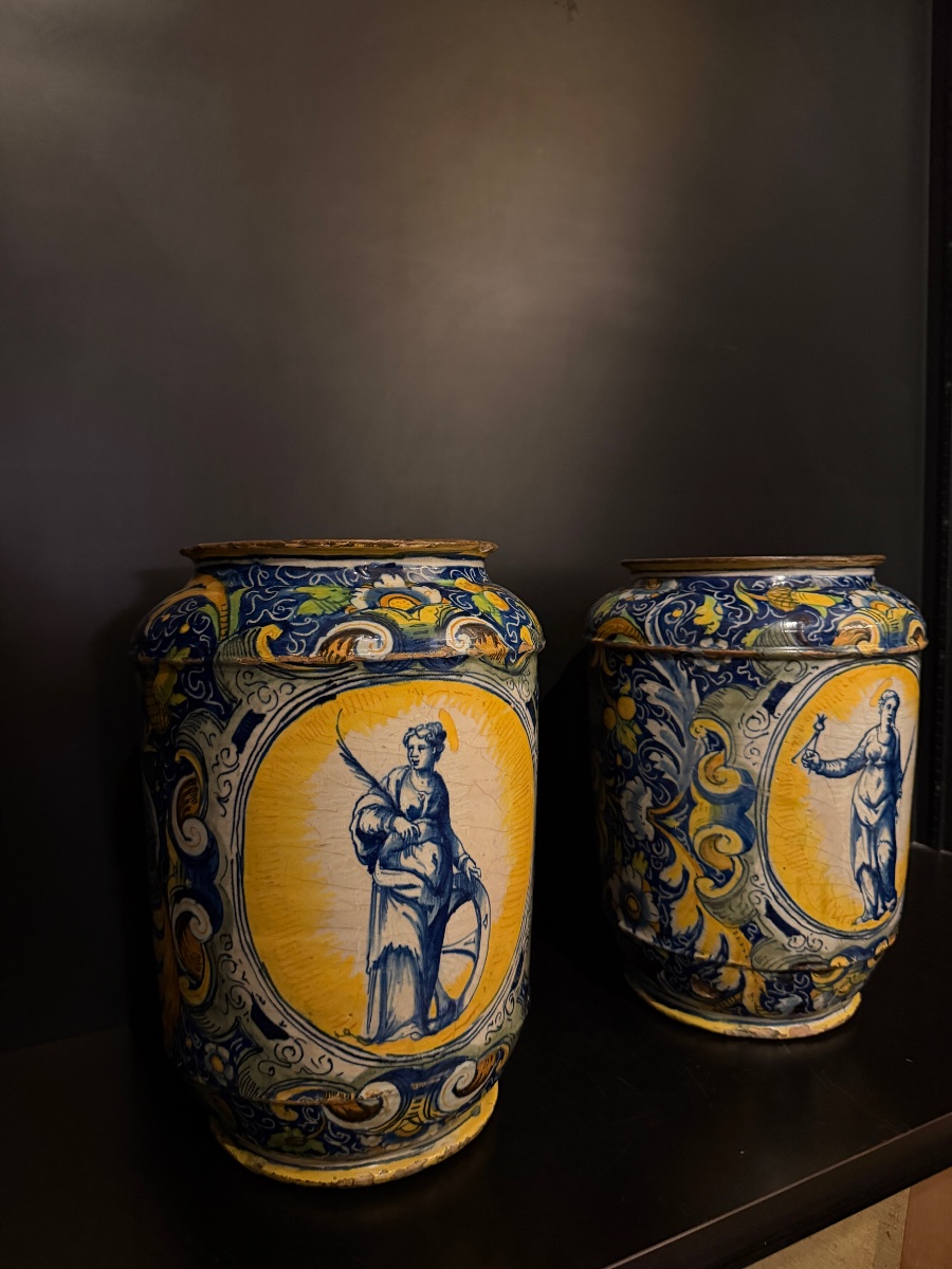 Paire de grands vases de pharmacie vénitiens de Mastro Domenico Betti, XVIe siècle-photo-3