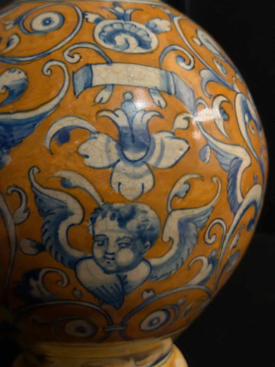 Rare vase en majolique de Faenza à décor polychrome, XVIe siècle-photo-4