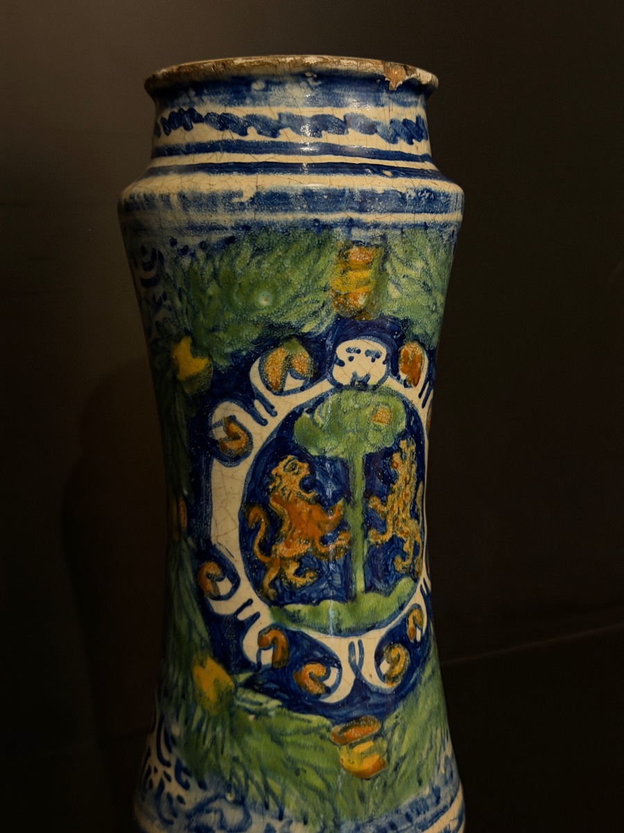 Polychrome Majolica Albarello From Trapani, Sicily, 16th Century-photo-2