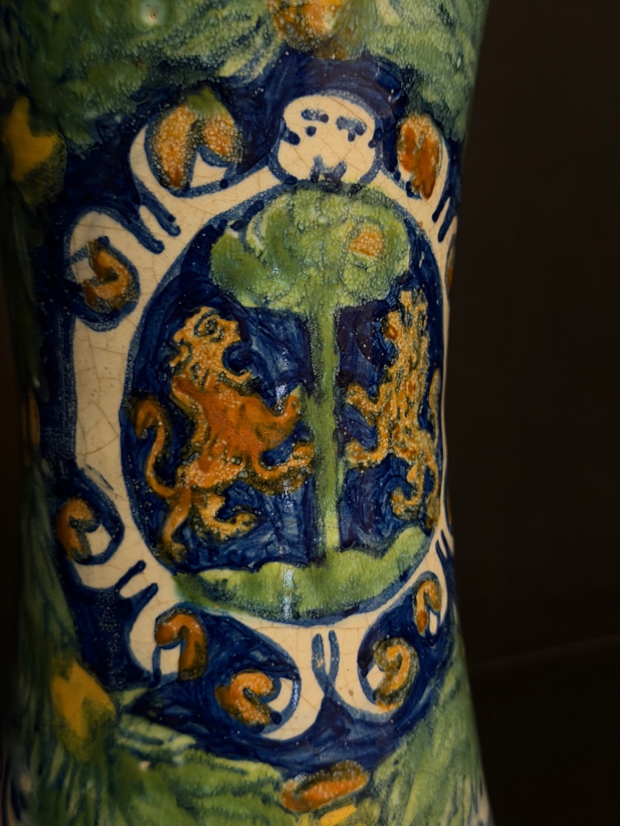 Polychrome Majolica Albarello From Trapani, Sicily, 16th Century-photo-3