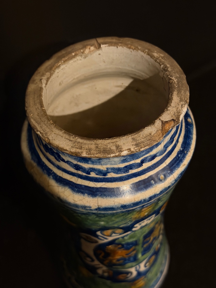 Polychrome Majolica Albarello From Trapani, Sicily, 16th Century-photo-4