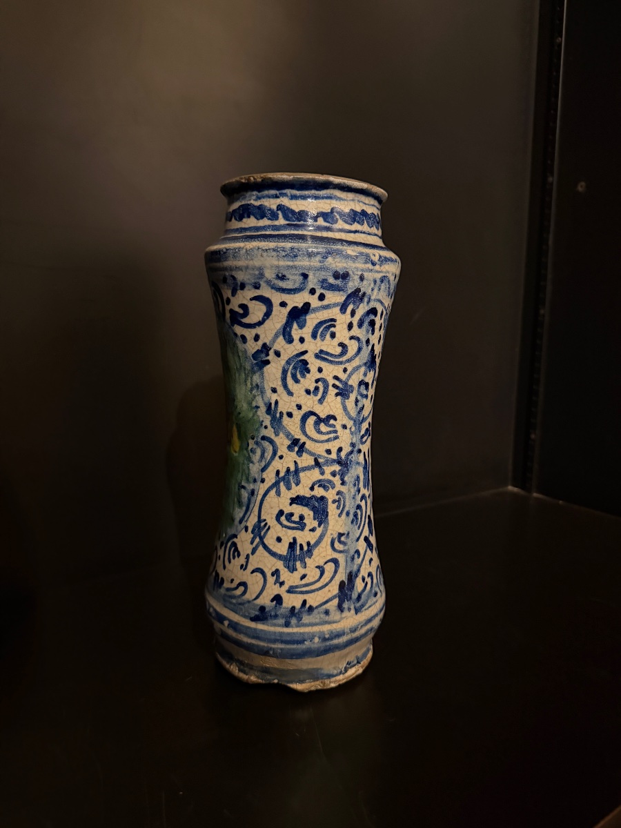 Polychrome Majolica Albarello From Trapani, Sicily, 16th Century-photo-2