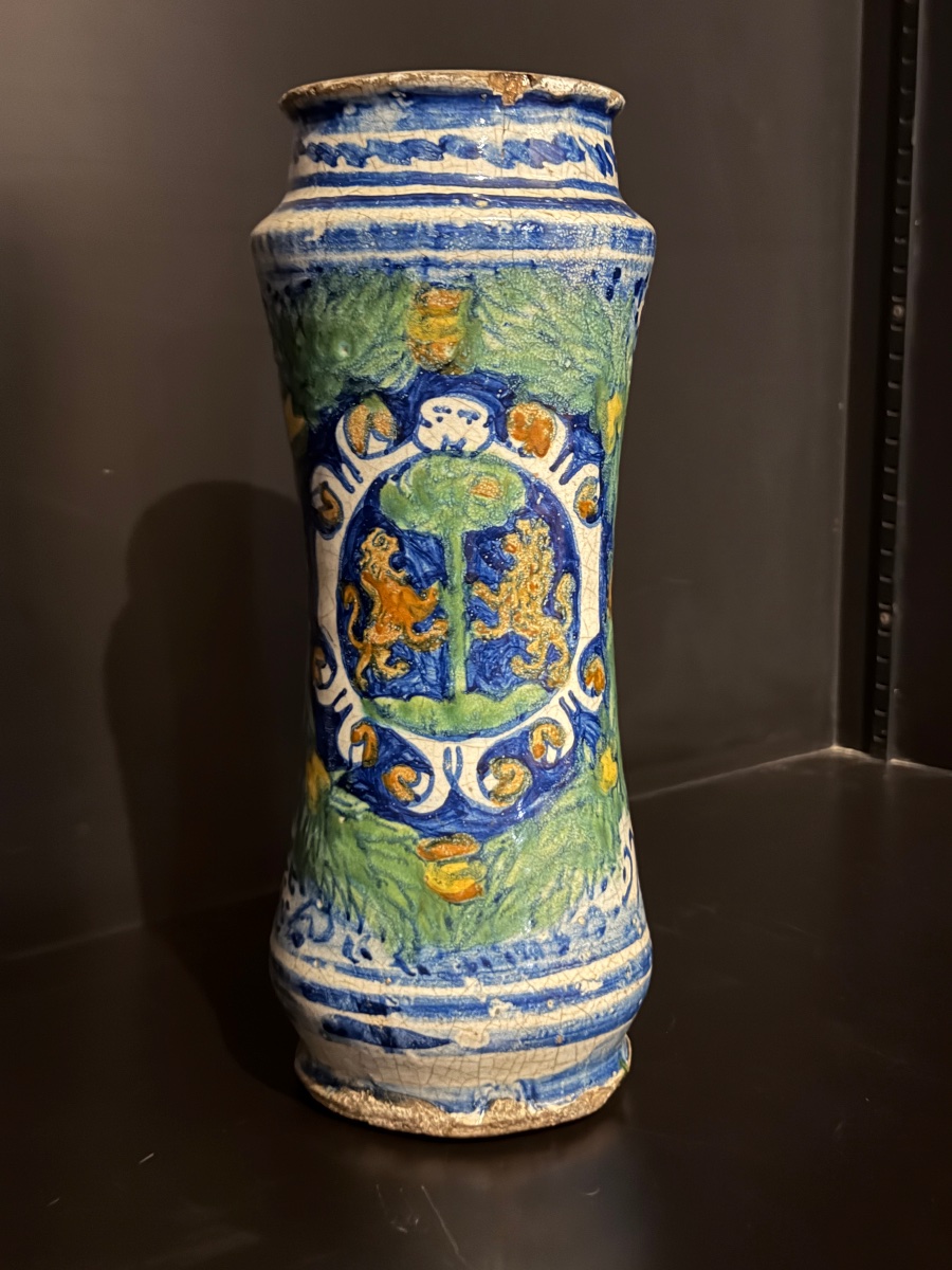 Polychrome Majolica Albarello From Trapani, Sicily, 16th Century-photo-3
