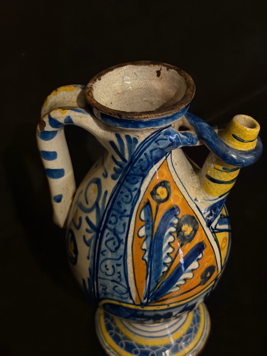 Polychrome Majolica Jug From Siena, 15th Century-photo-2
