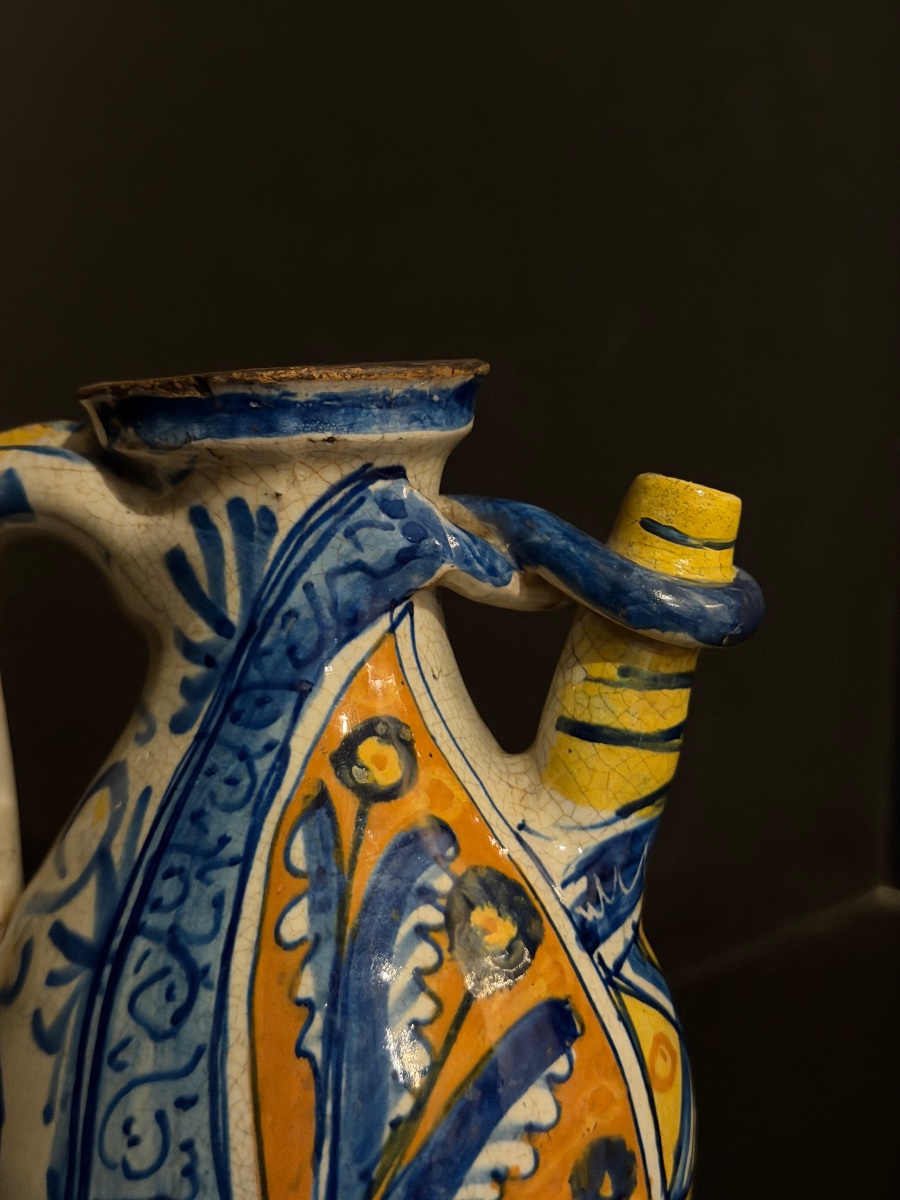 Polychrome Majolica Jug From Siena, 15th Century-photo-3