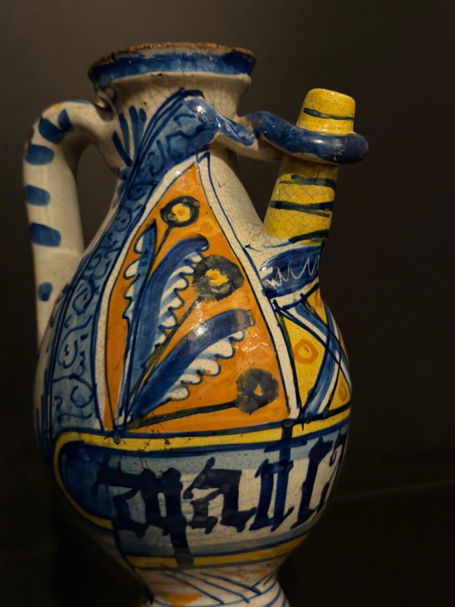 Polychrome Majolica Jug From Siena, 15th Century-photo-4
