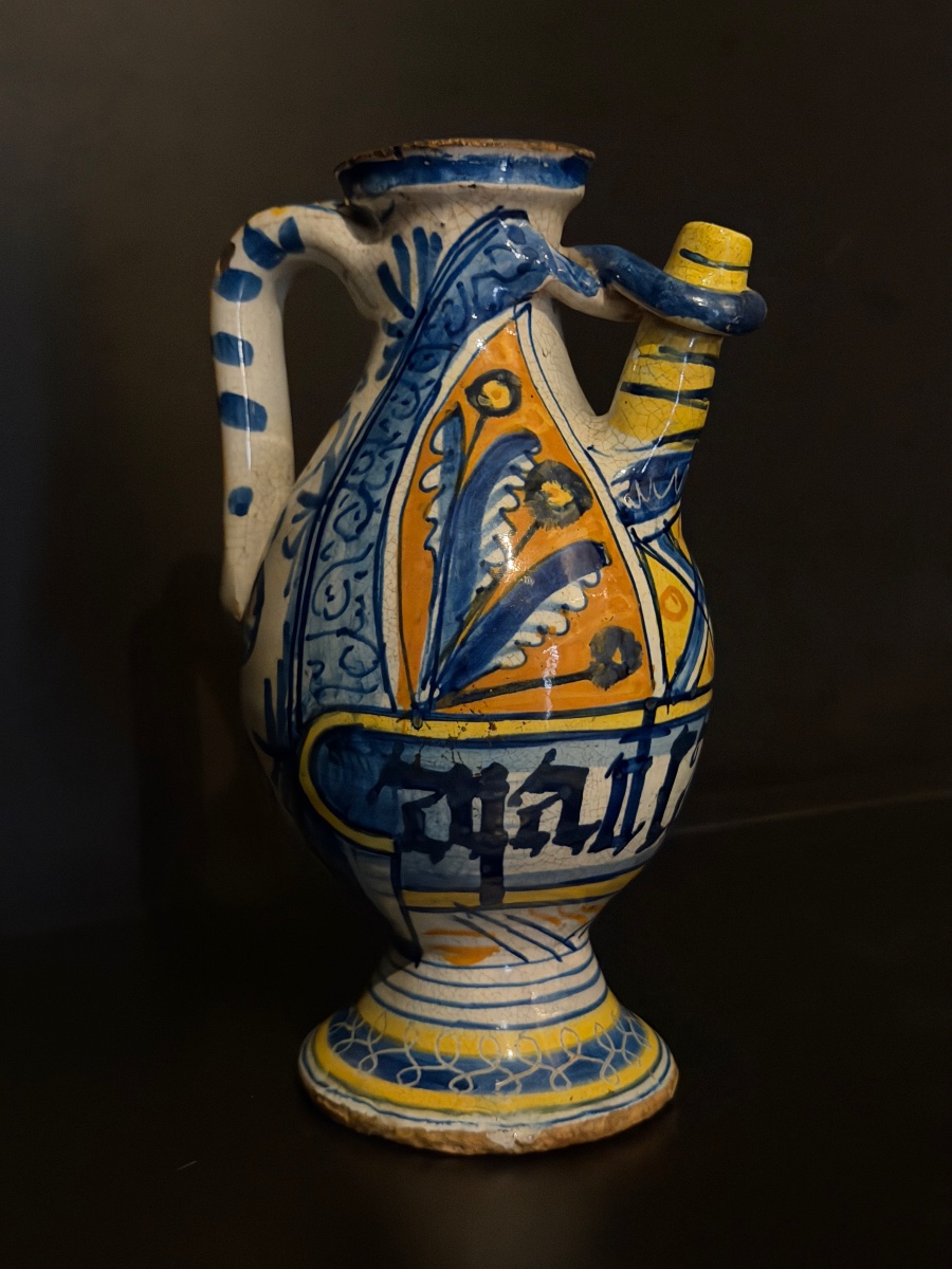 Polychrome Majolica Jug From Siena, 15th Century