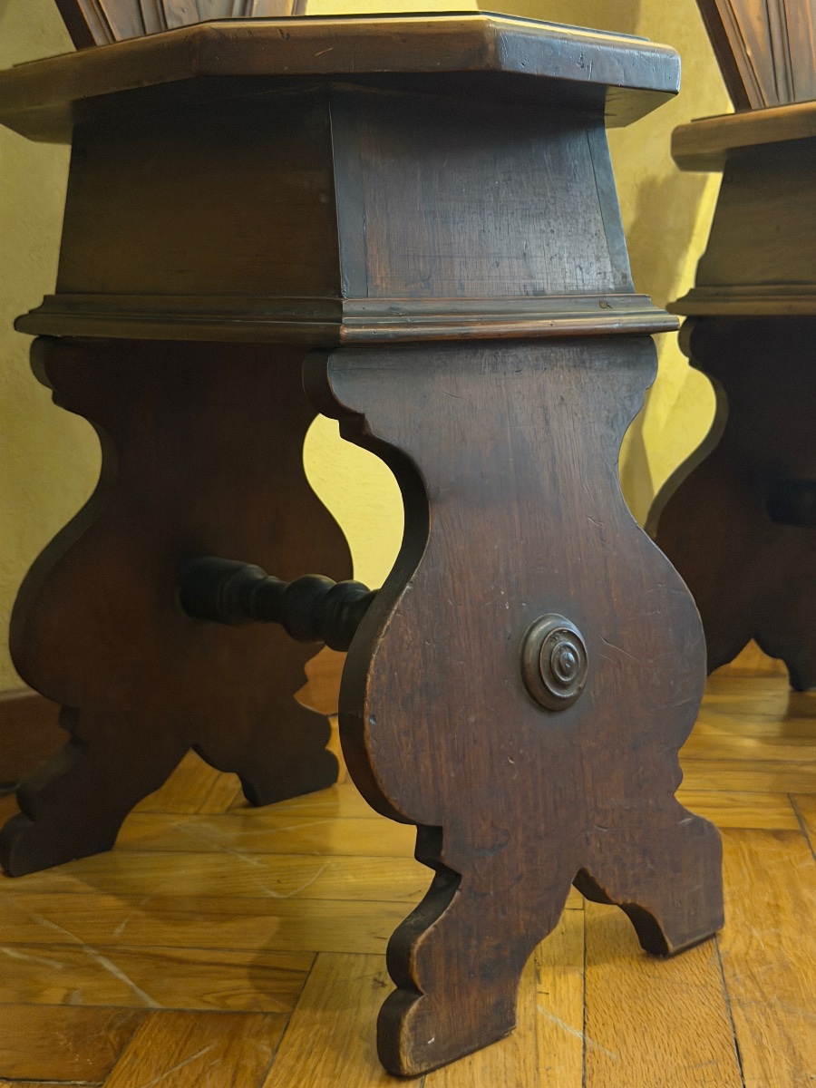 Paire de chaises toscanes en bois, Florence, XVIIe siècle-photo-3