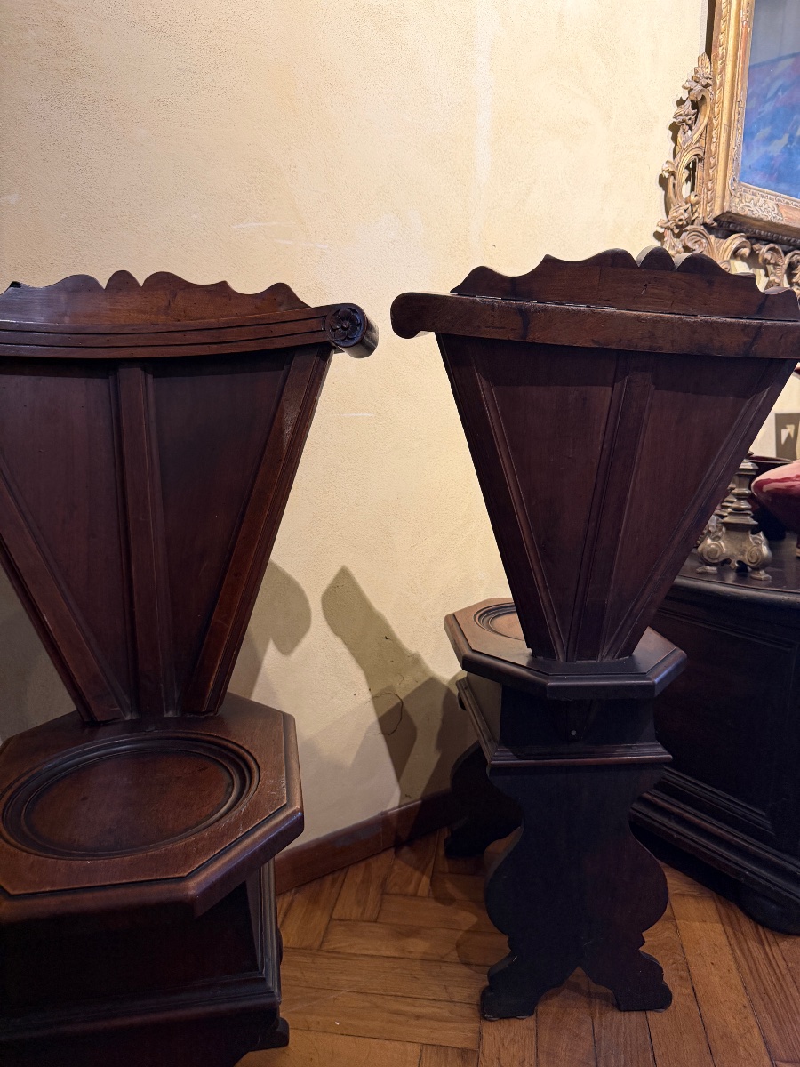 Paire de chaises toscanes en bois, Florence, XVIIe siècle-photo-3