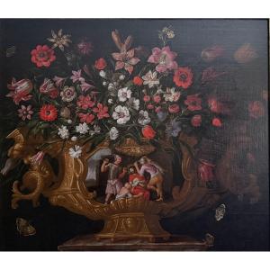 Nature morte aux fleurs, attribuée au Maître des Vases Grotesques - XVIIe siècle