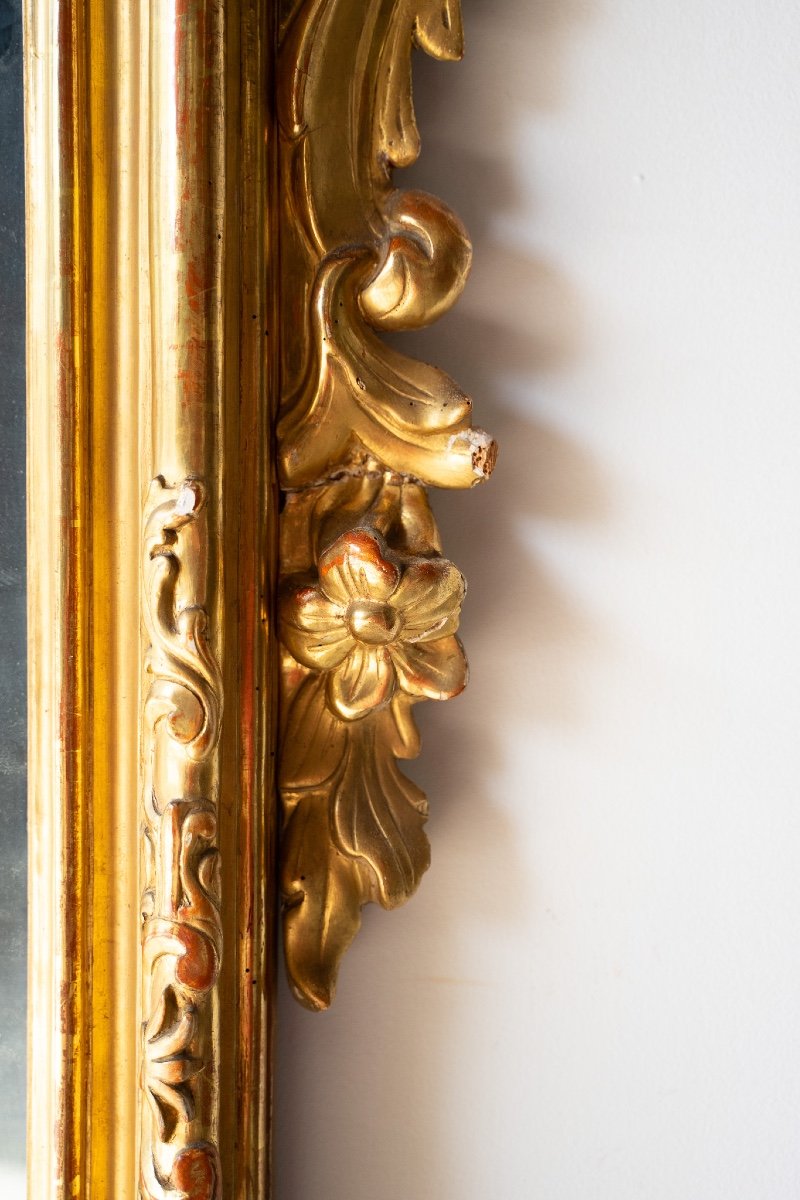 Ancient Carved Giltwood Mirror-photo-4