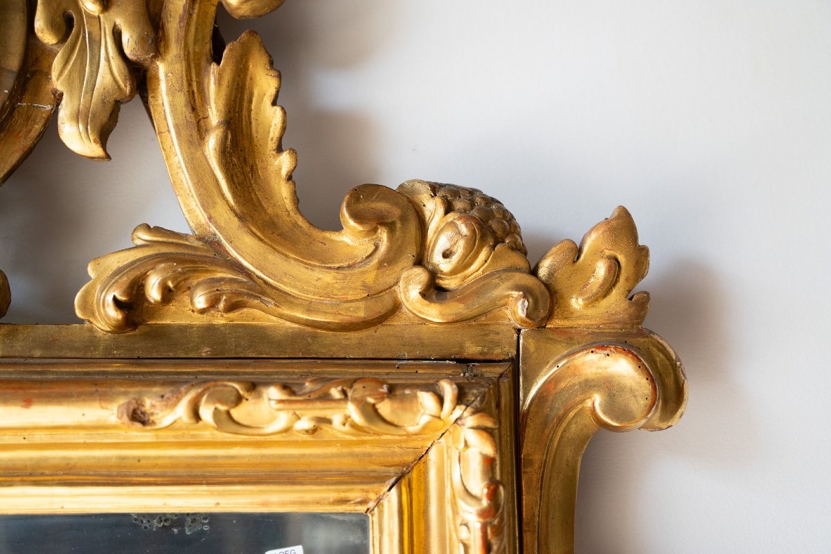 Ancient Carved Giltwood Mirror-photo-5